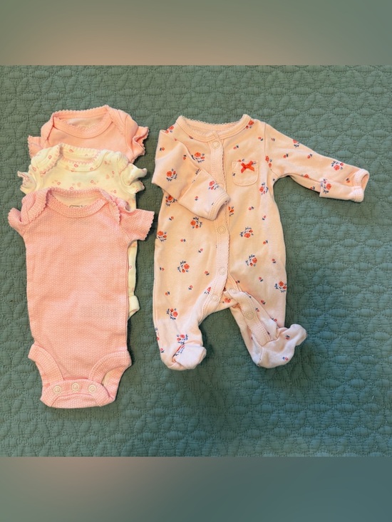 Carter's Other - Carter's Light Pink Floral Footed One-Piece